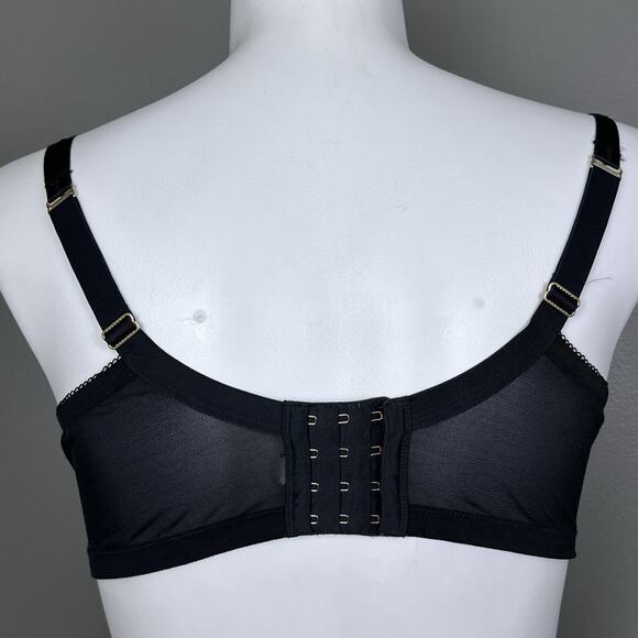 Cacique Bra Size 44D Sheer Black Mesh Lace Unlined Underwire Full Coverage - Picture 4 of 7